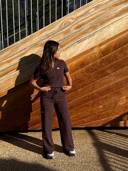 Chocolate Plum Relaxed Wide-Leg Trousers