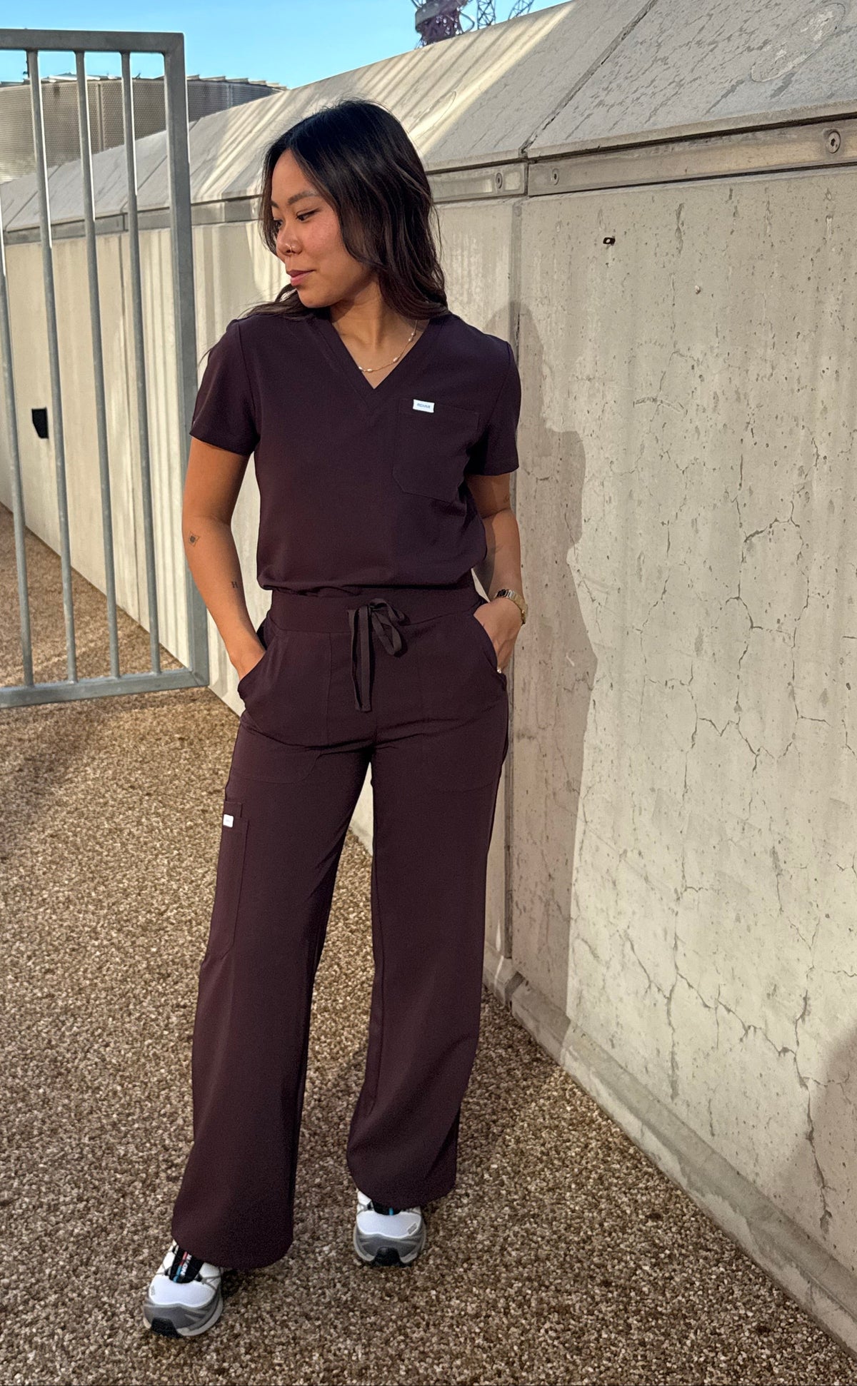 Chocolate Plum Relaxed Wide-Leg Trousers