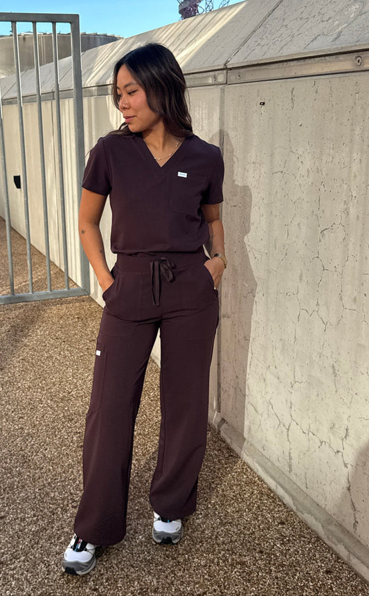Chocolate Plum Relaxed Wide-Leg Trousers