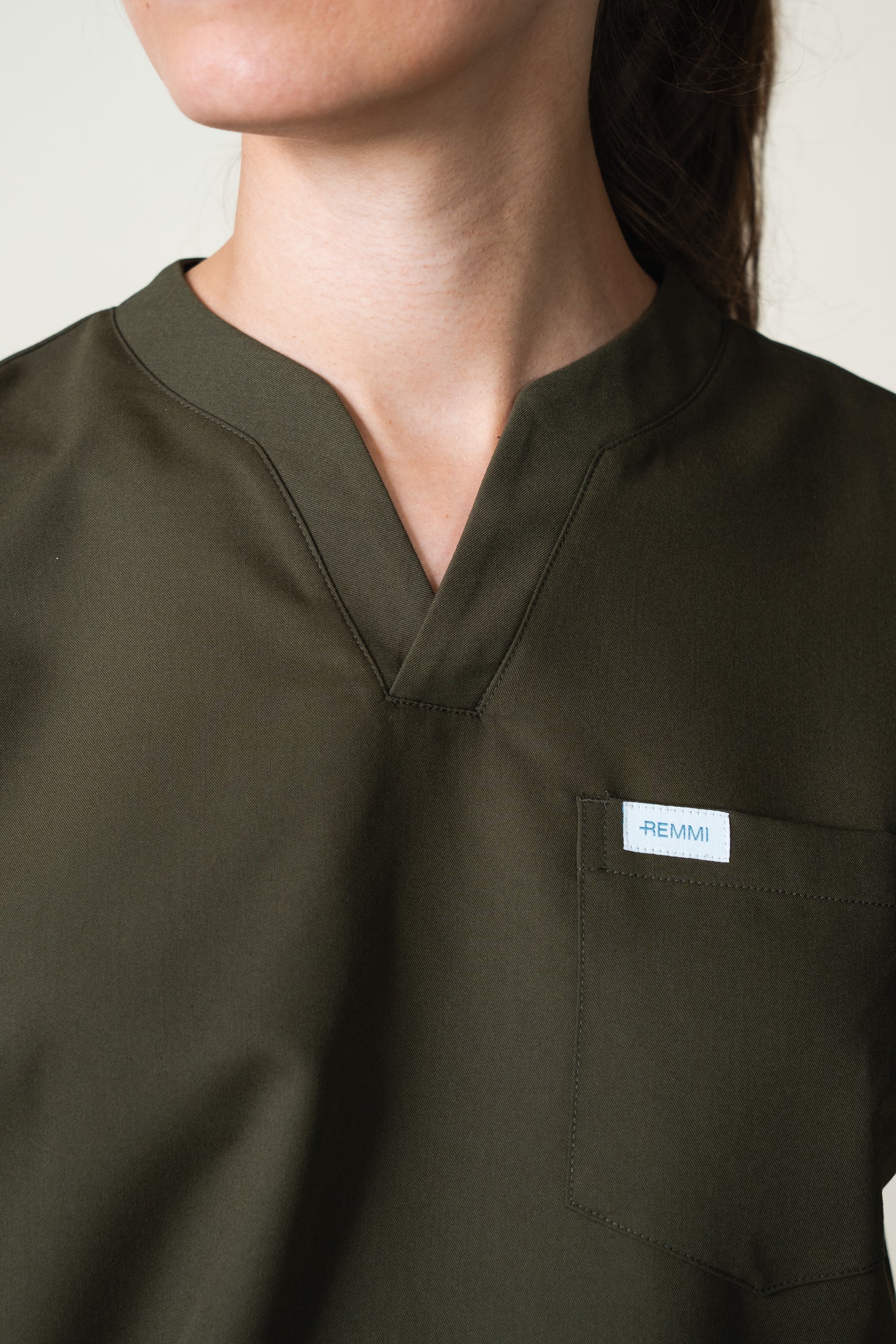 Dark Olive Alice Modern V-Neck Scrub Top