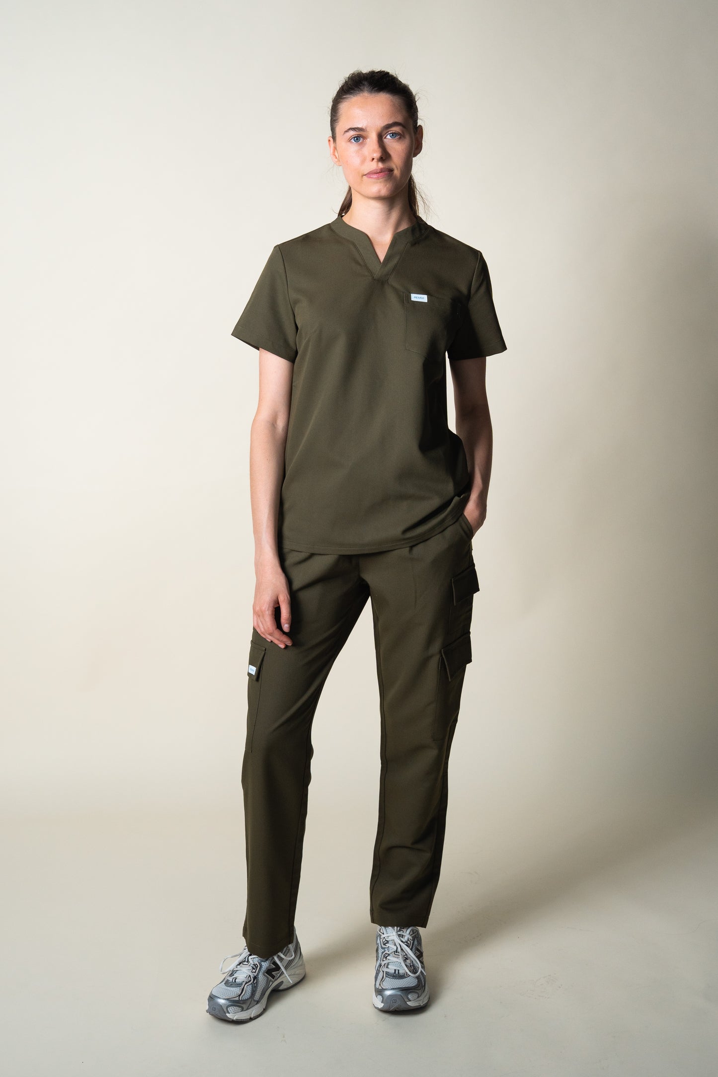 Dark Olive Alice Modern V-Neck Scrub Top