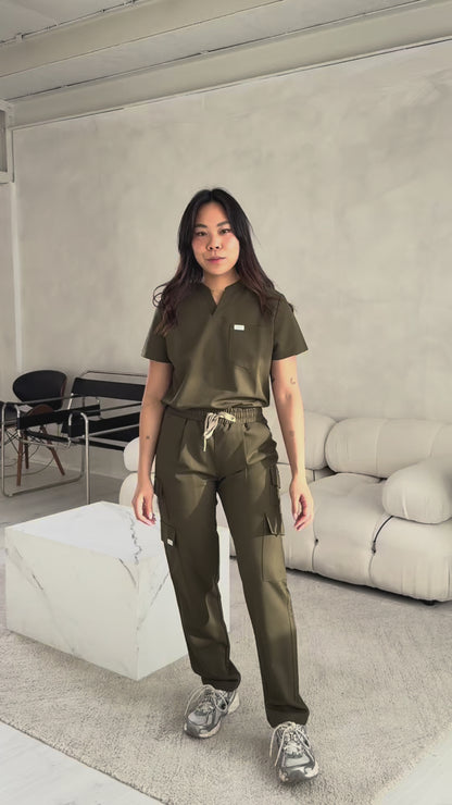 Pantalon Cargo À Cordon Kat, Olive Foncée